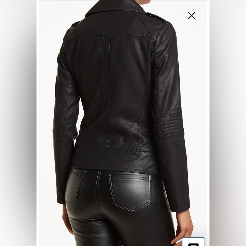 Guess Faux Leather Asymmetrical Moto Jacket, Small - Picture 3 of 13